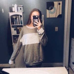 green & cream sweater